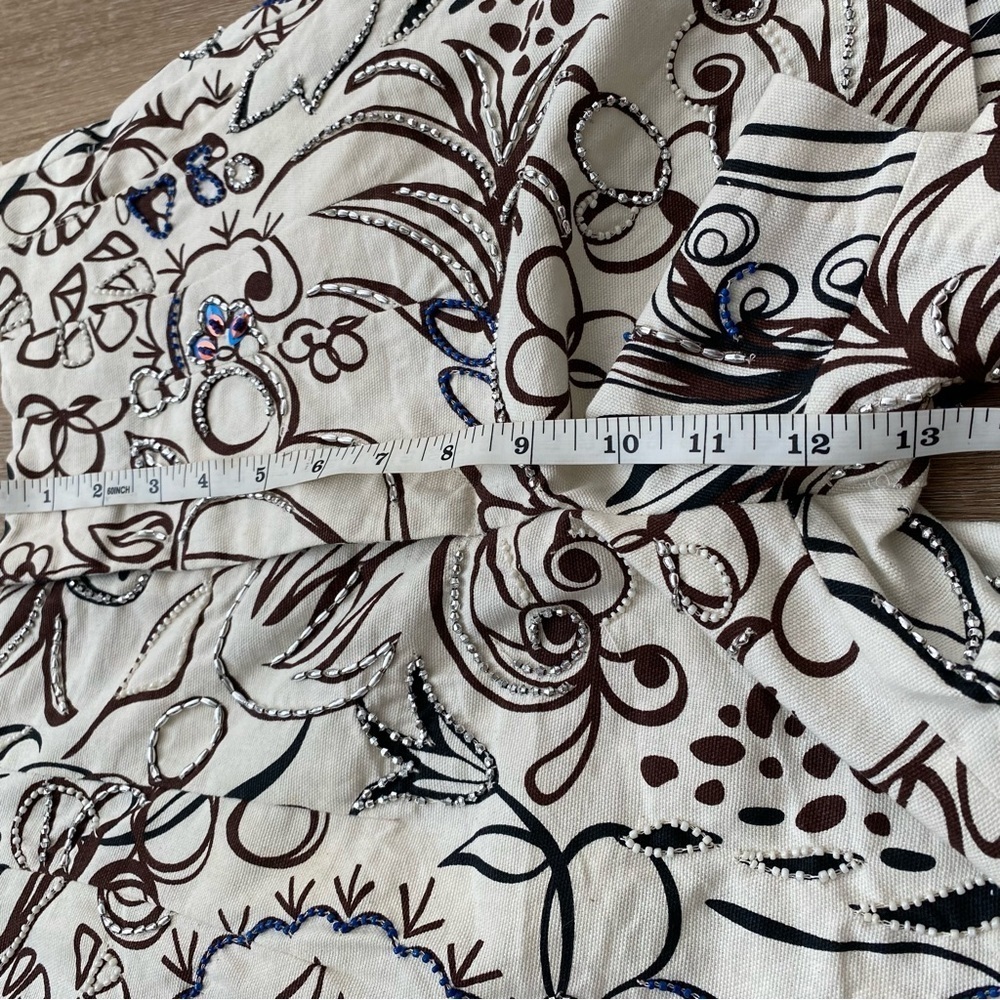 Zara High Waist 28 Ecru Print 100% Cotton Jewel Embroidered Shorts Small - Picture 12 of 16